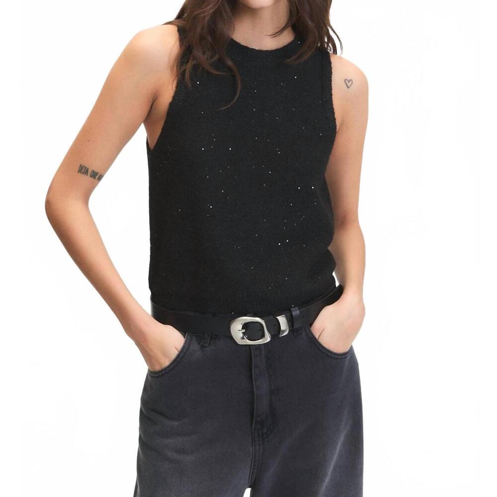 NEW DELUC angel knit top in black